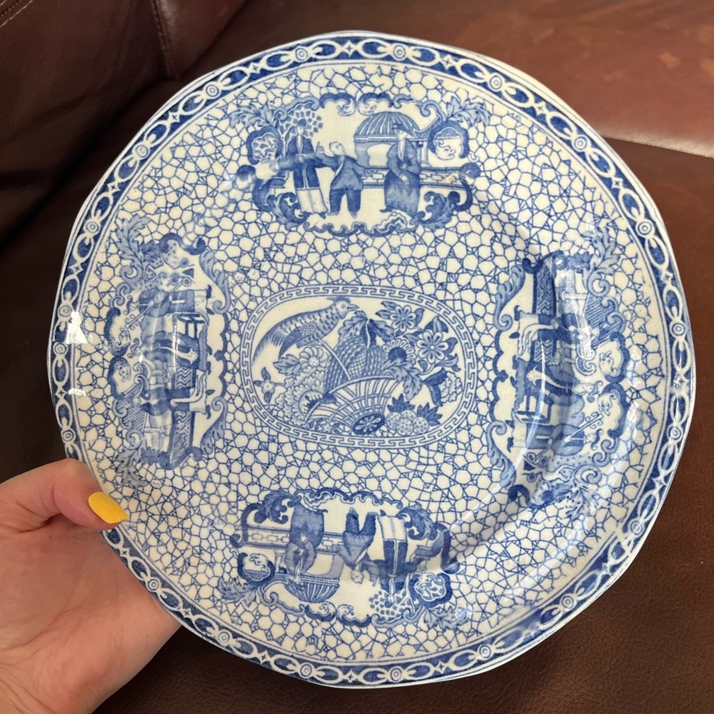 Adams blue & white bone china plate